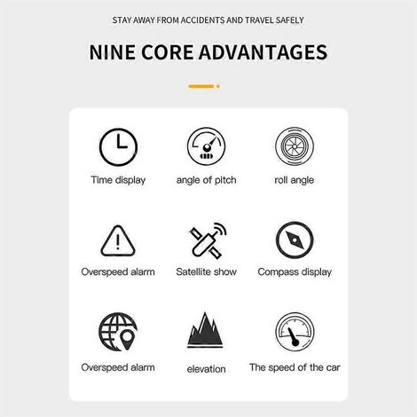 Affichage tête haute (HUD) pour voiture : compteur de vitesse numérique, alerte de fatigue au volant (1/4)