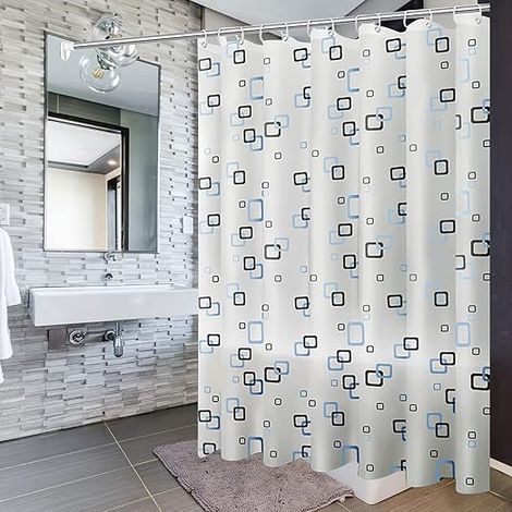 Duschvorhang, 200 x 200 cm, Badezimmer-Duschvorhang mit Haken