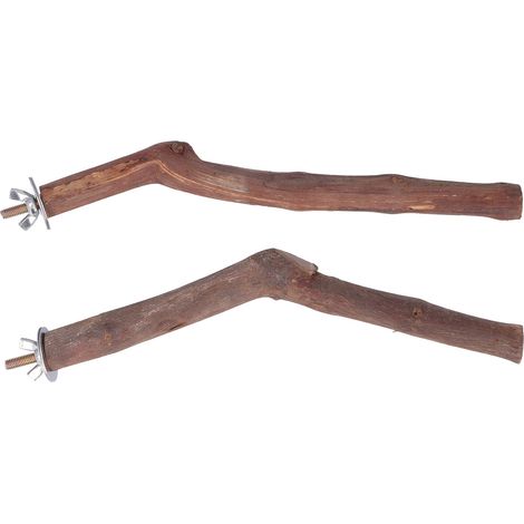 Support pour oiseaux, 2 pièces, perchoir en bois naturel, Cage pour perruches, bâton sur pied pour perruches, calopsittes, Conure, perruche, oiseaux d'amour (1/5)