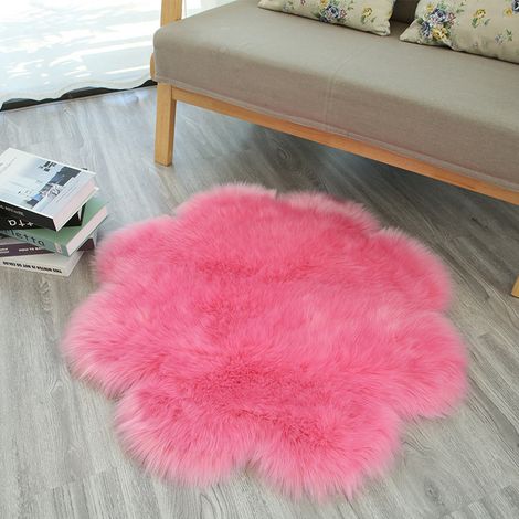 Tapis de laine en forme de prune Coussin de sol à poils longs Coussin de salon Chambre à coucher Tapis de chevet Panier suspendu Coussin de chaise pivotante Coussin de chaise décoratif doux et moelleu (1/2)