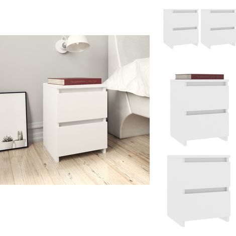 Tables de chevet 2 pcs Blanc 30x30x40 cm Bois d'ingénierie - Table De Chevet - Meuble De Chambre - Commode - Tiroir - Blanc (1/5)