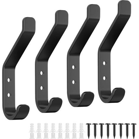 4er-Pack Kleiderhaken Wandmontierter robuster Kleiderhaken Einzelner Metallhaken Kleiderhaken mit Schrauben Wandmontierter Doppelhaken Stabiler (1/5)