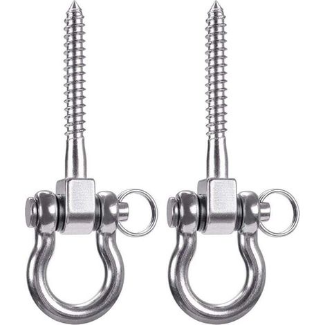 2 ganchos de techo de acero inoxidable con capacidad para 250 kg, kit de suspensión para colgar sillas, lámparas, hamacas, sacos de boxeo y entrenadores de novias -Crezuo