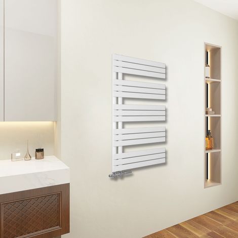 AICA Sanitär Heizkörper Handtuchheizkörper Badheizkörper Weiß 1320x600mm Handtuchwärmer  Seitenanschluss Flach 2475W (1/5)