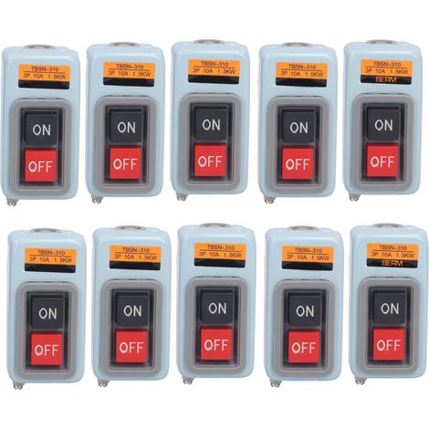 10pcs Interrupteur Moteur Triphasé Type Exposé, Laiton Conducteur Feuille Métal Enveloppant Bouton Poussoir pour Équipement Automatisation (1/5)