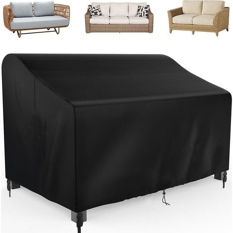 Housse de protection imperméable pour banc jardin double Oxford coupe-vent UV x cm - 420D 134 66 89 tissu Noir (1/4)