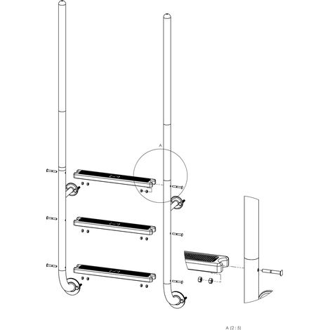 Eichenwald Poolleiter Modell 23 Roma mit einschraubbaren Griffstangen Beckentiefe 1060mm 3 Stufen (1/3)