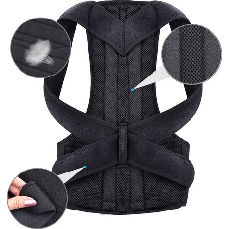 Correcteur de Posture Dos Droit, Bande Lombaire Respirante et Confortable, Attelle de Maintien Dorsal, Soutien du Dos, Noir, Taille Unique (1/5)