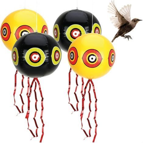 4 Ballon Anti-Oiseaux, Yeux Réfléchissants, Rayures Crépitantes, Plastique, Jardin, Balcon (1/5)