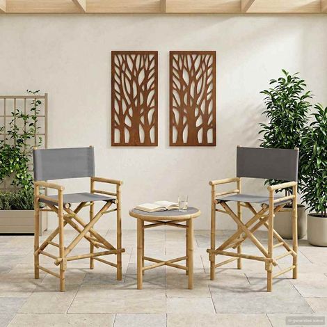 vidaXL Folding Director's Chair 2 pcs Natural and Cream White Bamboo