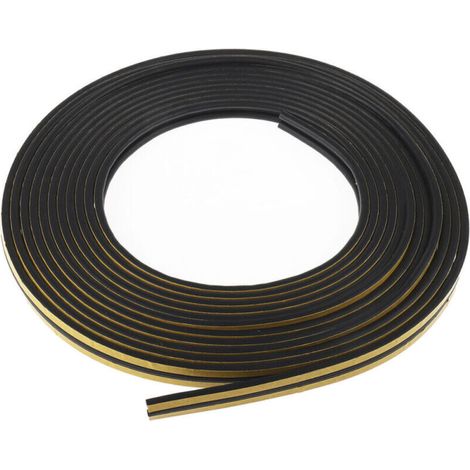 Bande d'étanchéité noire en forme de D, 10 m x 6 mm x 9 mm, bande d'étanchéité autocollante pour portes et fenêtres (1/2)