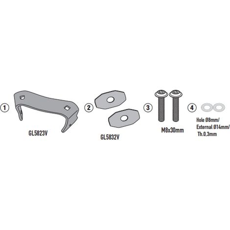 ADAPTATEUR KAPPA POUR LE MONTAGE DES SUPPORTS LATÉRAUX KLO5145MK ET KLO5145CAM BMW F 900 GS '24-, (SANS UTILISER LE PORTE-TOPCASE KR5145)