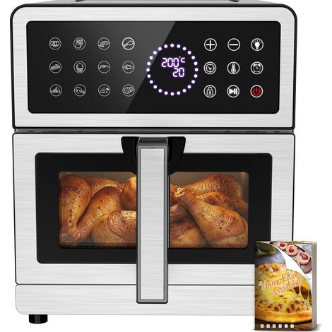 Air Fryer 8L XXL Friteuse Sans Huile Haut/Bas Élément Chauffant, Airfryer Visuelle Lumière Intégrée 12 Programmes 2150W Corps Métallique, Friteuse à Air Chaud Avec Recette Max 200℃ Usage Familial (1/5)