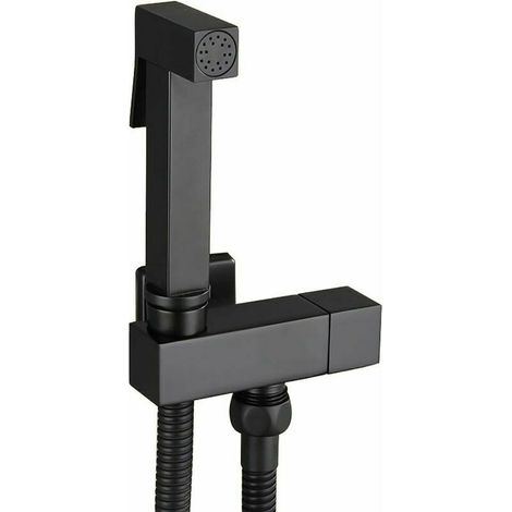 Tigrezy WC-Duschset, Hand-Bidet-Sprühgerät aus schwarzem Messing, Bidet-Sprühgerät, wandmontiertes WC-Dusch-Komplettset, persönliche Hygiene, G1/2 (1/5)