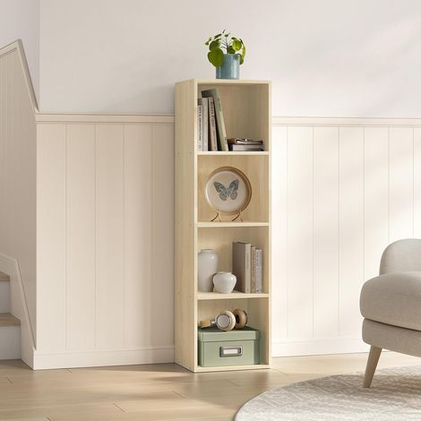 WOLTU Libreria Mensola a 4 Cubi in legno per Casa Ufficio Legno Chiaro