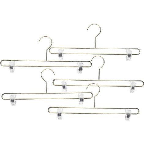 Lot de 5 cintres à pinces pour vêtements, pantalons et jupes. Cintres à pinces réglables. (1/2)