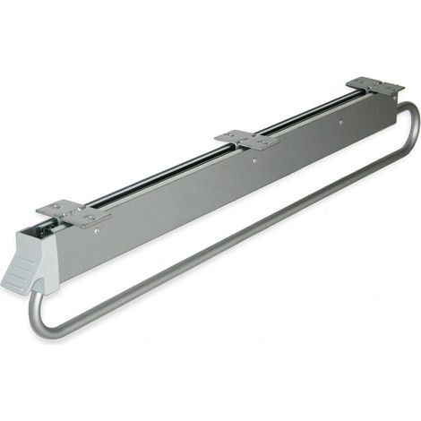 Porte-vêtements extractible pour armoire ou dressing, porte-cintres coulissant de longueur 800mm, acier et plastique, gris metallisé (1/4)