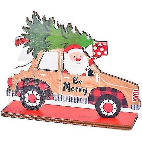 Set roter LKW-Weihnachtsbaumschmuck aus Holz, ideal zum Aufhängen von Weihnachtsartikeln (SV) (1/3)