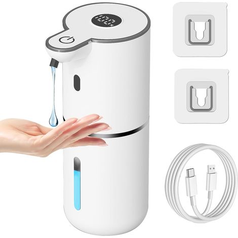 Automatischer Flüssigseifenspender, intelligenter, per USB aufladbarer, berührungsloser Handdesinfektionsmittelspender, 6 einstellbare Stufen, 380 ml, Wandmontage, Küchen- und Badezimmerzubehör