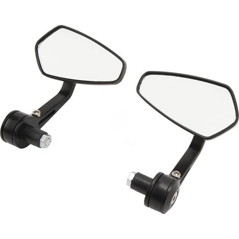 Rétroviseur Moto Noir 2 Pièces, Miroir Latéral Pentagonal pour Guidon, Gauche et Droite (1/5)
