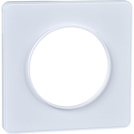 Schneider Electric – Plaque de finition 1 poste blanche satinée – Montage horizontal/vertical – Compatible mécanismes Odace – Dimensions 80x80mm