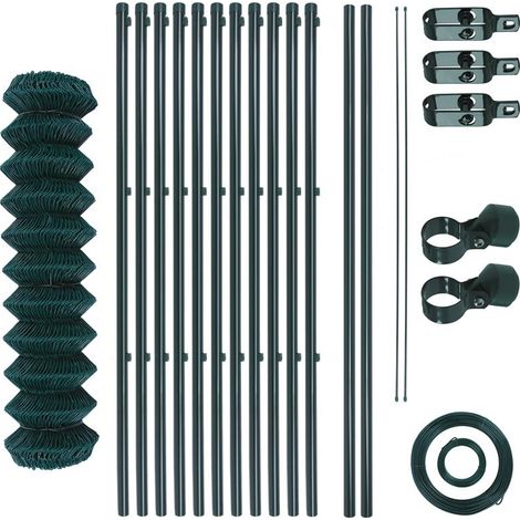 Maschendrahtzaun Gartenzaunset 1,25 x 25 m Gartenzaun Zaunset grün Komplettset (1/5)
