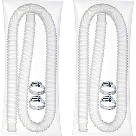 Universeller flexibler Poolschlauch, Ersatzschlauch für Aufstellpools, 2 flexible Filterpumpenschläuche mit 4 Metallklemmen (Durchmesser: 32 mm, Länge: 1,5 m) (2 Stück) (1/5)