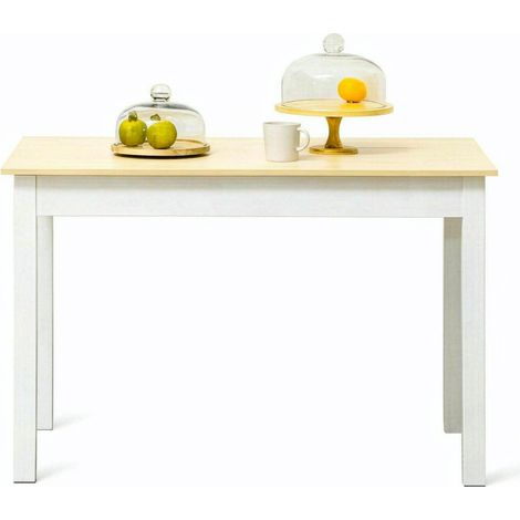 Tavolo da pranzo rettangolare 119 x 70 x 75 cm in truciolato bianco e rovere, per 4-6 persone (1/5)