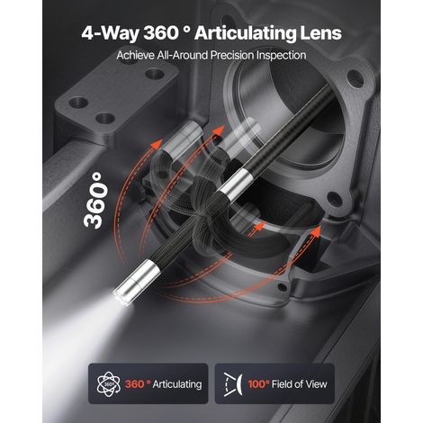Caméra Endoscopique 360° 4 Voies Endoscope 1080p Caméra Inspection pour Canalisation Automobile avec Sonde IP67 6,2 mm, Éclairage,… (1/5)