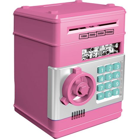 Tirelire électronique Mini ATM boîte d'économie d'argent coffre-fort avec code de mot de passe pièces de monnaie papier à défilement automatique pour garçons filles enfants cadeaux d'anniversaire parf (1/5)
