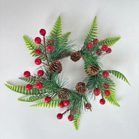 Décorations de Noël, couronnes de Noël, baies rouges, pommes de pin, bougeoirs de Noël, couronnes, décorations de Noël, suspensions de Noël (1/3)