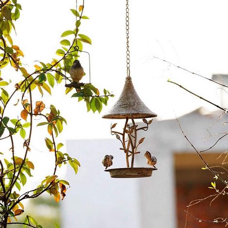 Rustic Wrought Iron Bird House Weathered Rust Style  Outdoor Garden Yard Wild Bird Shelter