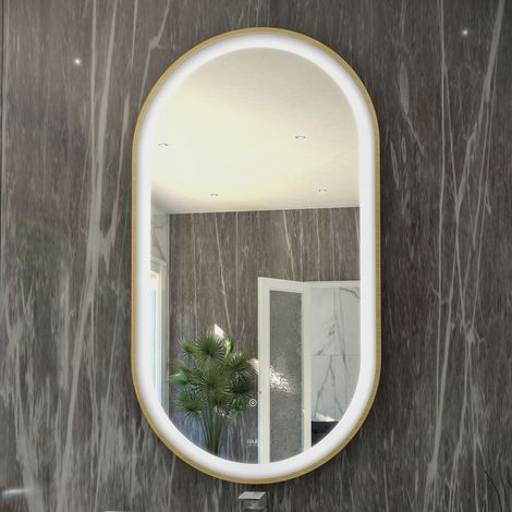 RAK Art Brushed Gold 550mm x 1000mm Oval LED Mirror - RAKARTOVBG5002 (1/2)