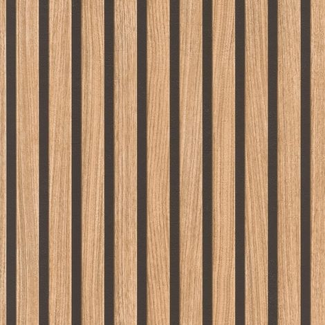 Papier peint intissé à motifs de panneaux 0,45 x 10,00 m - Beige, Marron - Papier peint effet bois (1/4)