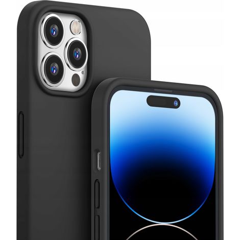 Funda para iPhone 14 Pro, funda mate de silicona suave con cristal 9H. (1/5)