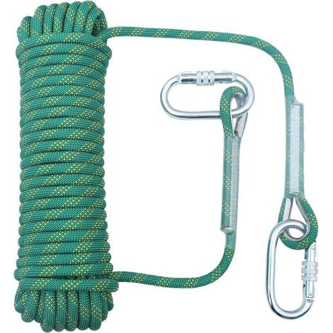 Corde d'escalade 10 mm - 32 pieds Corde de rappel haute résistance pour la randonnée, l'alpinisme, l'entraînement, le sauvetage, l'évacuation en cas d'incendie (1/4)