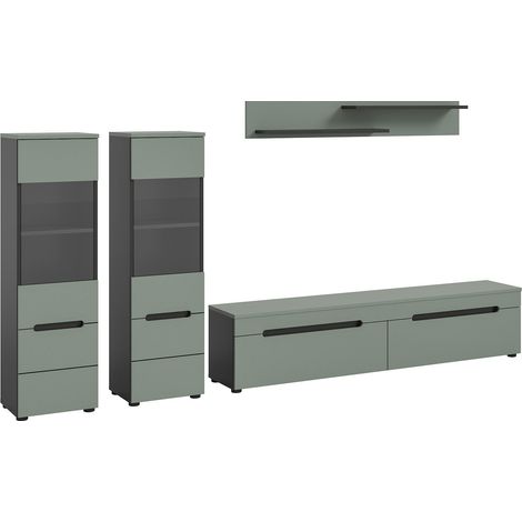 Ensemble salon 3 éléments décors vert et anthracite - KANUT (1/5)
