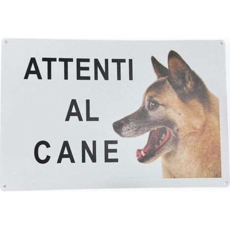 Cartello Attenti al Cane 30x20 cm con 4 Fori e Adesivi 884897