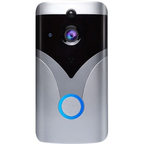 Caméra de sonnette vidéo sans fil 1080P WiFi Caméra de sécurité domestique avec audio bidirectionnel/détection de mouvement/vision nocturne Fonctionne avec Alexa - Argent (1/5)