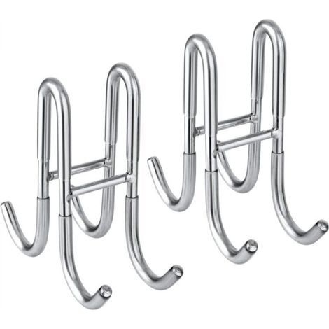 [JAMAIS UTILISÉ] Lot de 2 crochets pour porte de douche en verre, en acier inoxydable 304, double face, sans perçage, pour salle de bain,argenté (1/4)