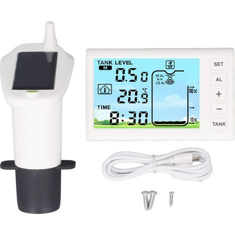 Capteur de niveau ultrasonique, réservoir d'eau, compteur de profondeur de liquide, affichage numérique électronique, récepteur émetteur pour usage domestique (1/5)