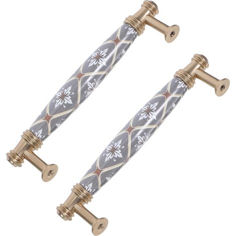 2pcs Poignées de Tiroir en Céramique et Métal Style Européen pour Armoires et Commodes, Prises Confortables, Installation Facile, Espacement 128mm, Décoration Intérieure (1/5)