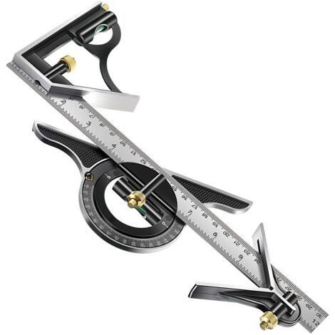 BUNTHAUS PA Combinaison 300mm Multifonction Réglable Carré Outils Carrés Robustes Kits De Mesure Rapporteur De Précision Angle Finder Règle Équerres De Menuiserie (1/5)