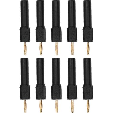 10 Stück Bananenstecker-Adapter, 2 mm Stecker auf 4 mm Buchse, vergoldetes Messing, 30 V, schwarz (1/4)