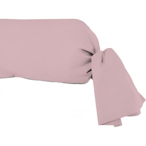 Taie de traversin en coton 57 fils 45x205 cm UNI vieux rose, par Soleil d'Ocre