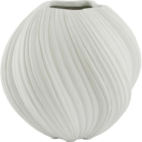 Vaso YATUNG in pietra con finitura crema lucida - Ø34x32 cm (1/4)