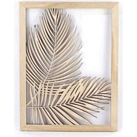 Cadre ajouré en bois Plante Areca 40 x 30 cm