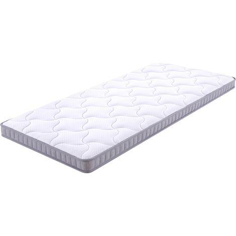 Matelas à ressorts ensachés 90x190x10 cm H3/H4, mousse mémoire 7 zones, soutien confortable, blanc (1/5)