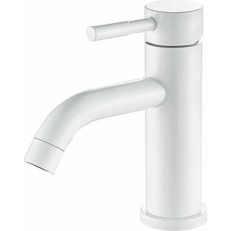 Robinet de Salle de Bain blanc, Mitigeur Lavabo en Acier inoxydable (1/4)