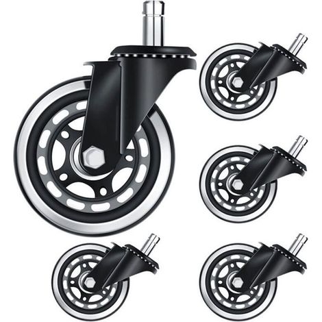 Roulettes Universelles de Bureau 5 Pièces Roues de Rechange Silencieuses Robustes 76 mm Compatibles Toutes Chaises (1/5)